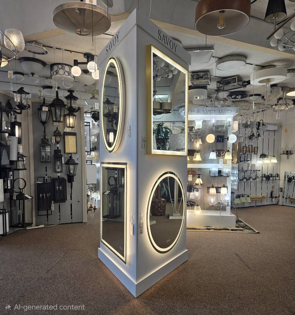 Illuminated Savoy vanity mirror display